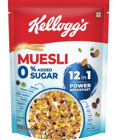 Kellogs Muesli 0% Added Sugar | 12-in-1 Power Breakfast | India's No. 1 Muesli Pouch