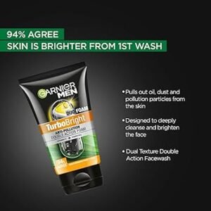 Garnier Men Turbo Bright Anti-Pollution Double Action Foam Charcoal Face Wash