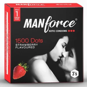 Mankind Manforce Xotic Condom 1500 Dots Strawberry Flavoured - 3N
